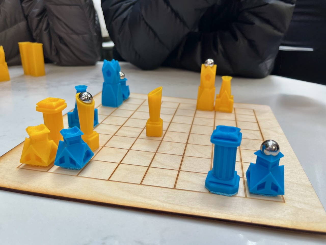 Close-up of Rendezvous board mid-game.